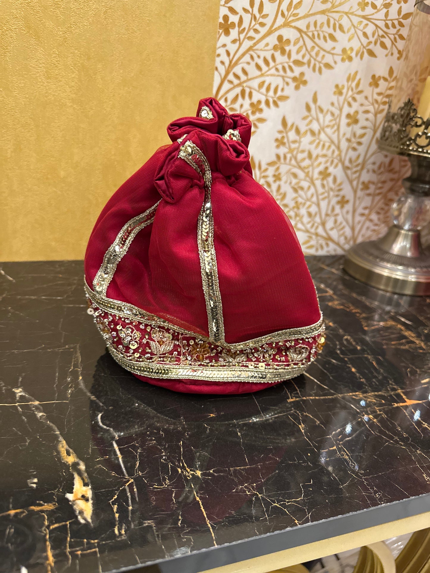 Red Bridal Dress with Embellished Dupatta