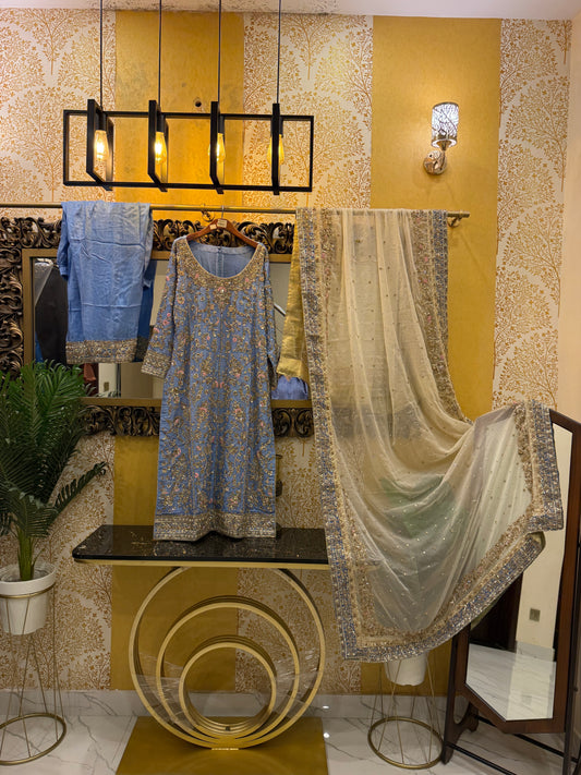 Powder Blue Embroidered Formal