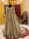 Luxury Golden Bridal Gown with Hand-Embellished Detailing