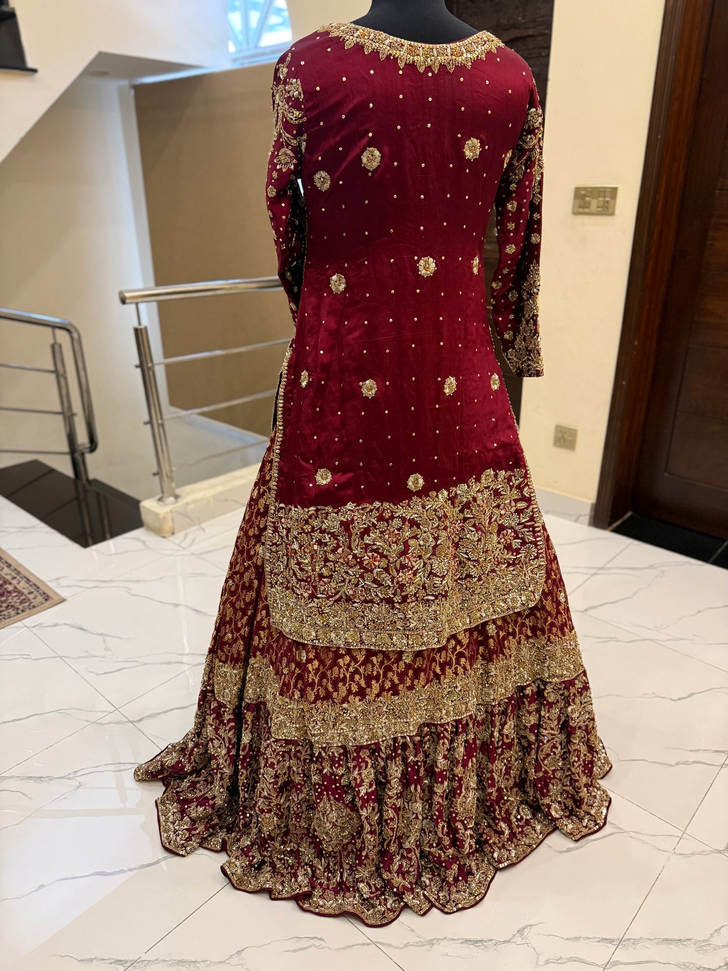 Regal Maroon Heavily Embellished Bridal Lehenga with Dupatta
