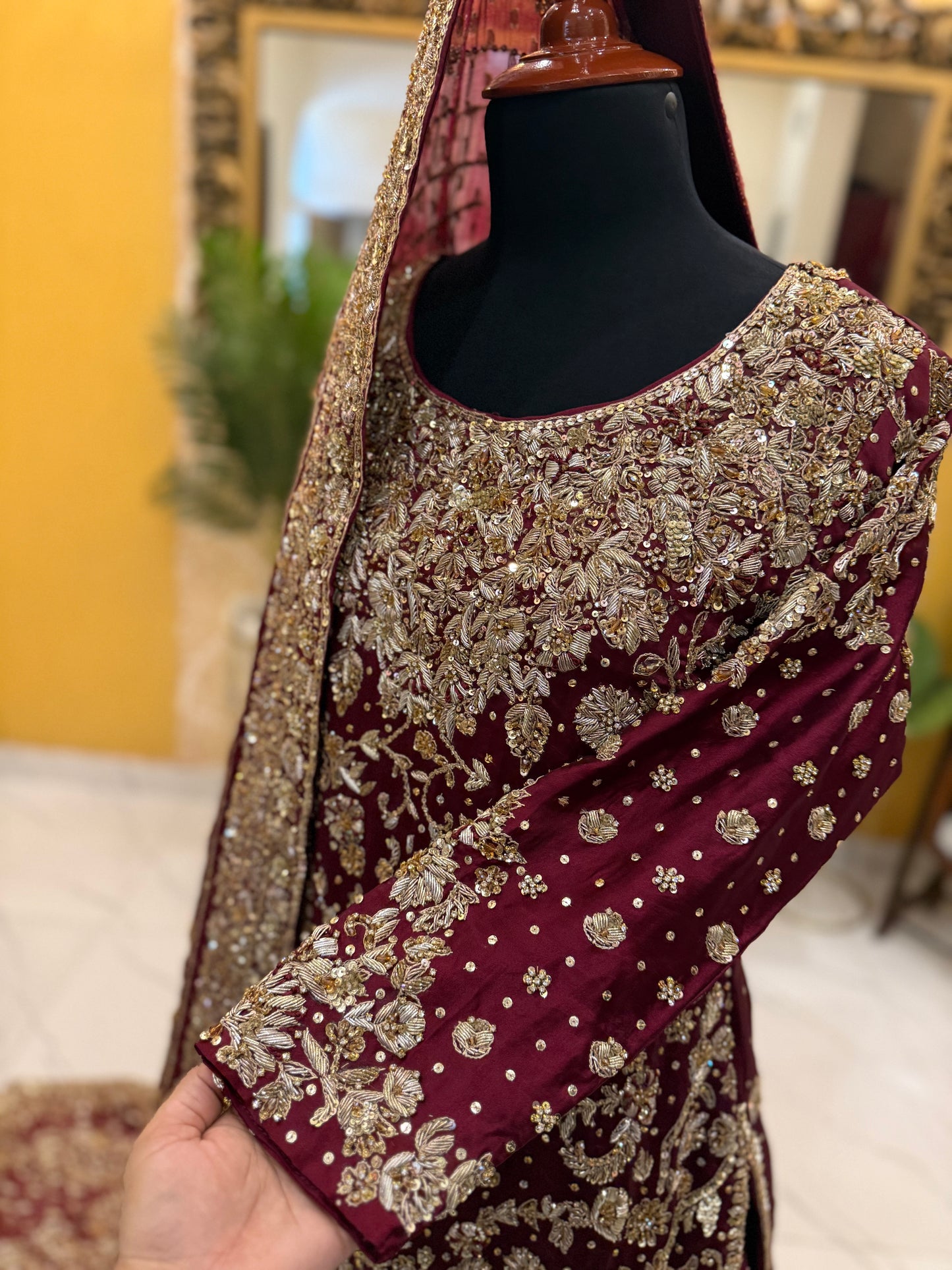 Regal Maroon Heavily Embellished Bridal Lehenga with Dupatta