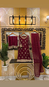Deep Maroon Embroidered Suit