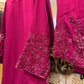 Magenta Embroidered Three-Piece Suit with Handwork Detailing