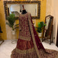 Elegant Maroon Bridal Lehenga with Heavy Golden Embroidery
