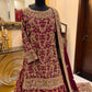 Elegant Maroon Bridal Lehenga with Heavy Golden Embroidery
