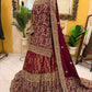 Elegant Maroon Bridal Lehenga with Heavy Golden Embroidery