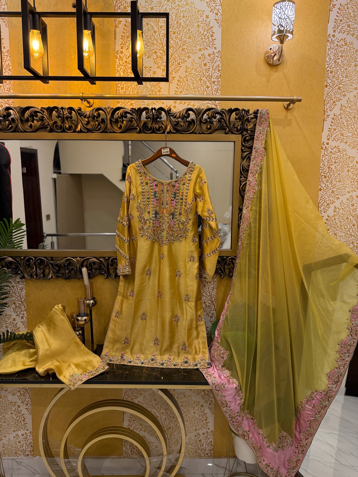 Mustard Yellow Embroidered 3-Piece Suit