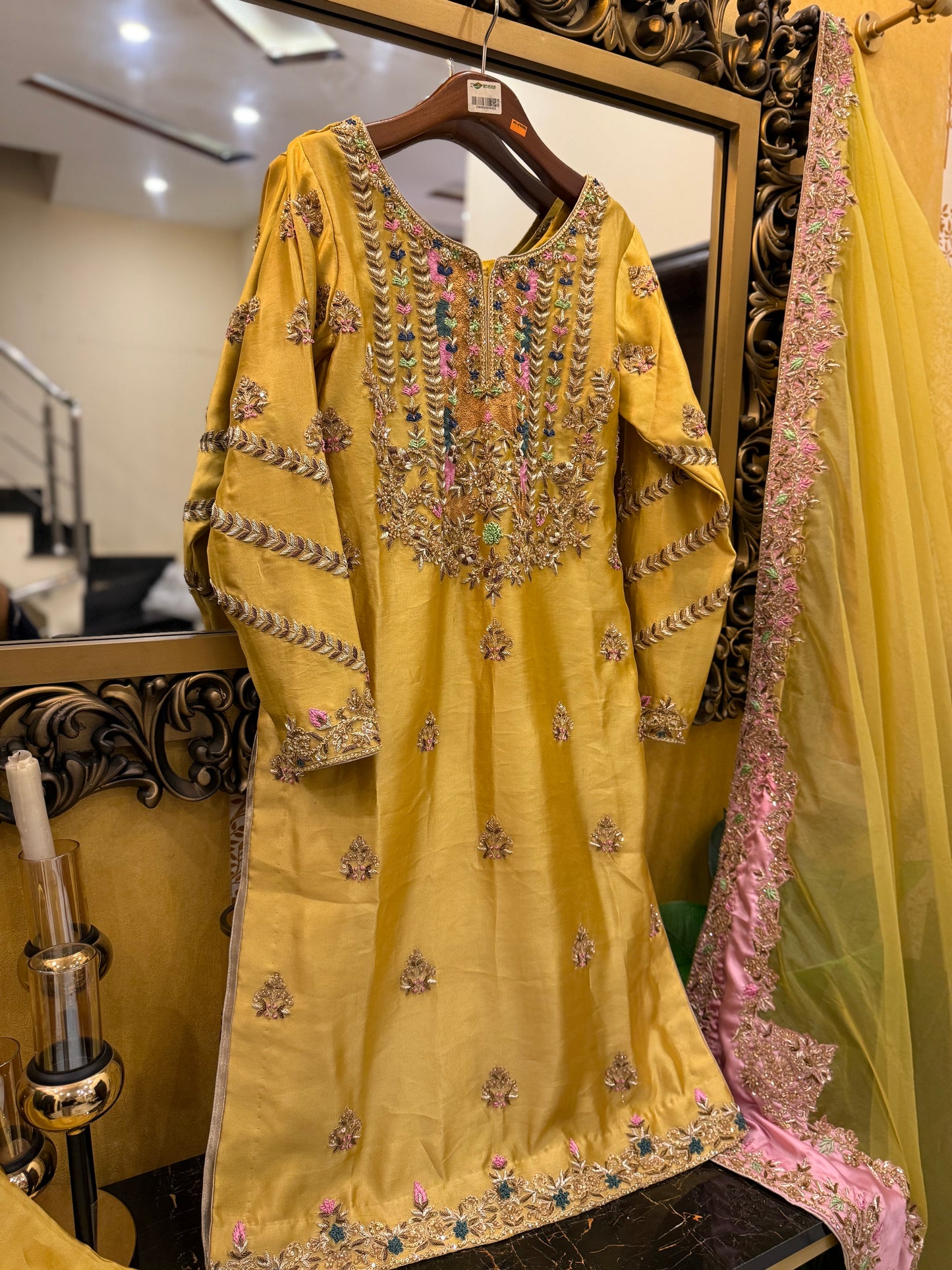 Mustard Yellow Embroidered 3-Piece Suit