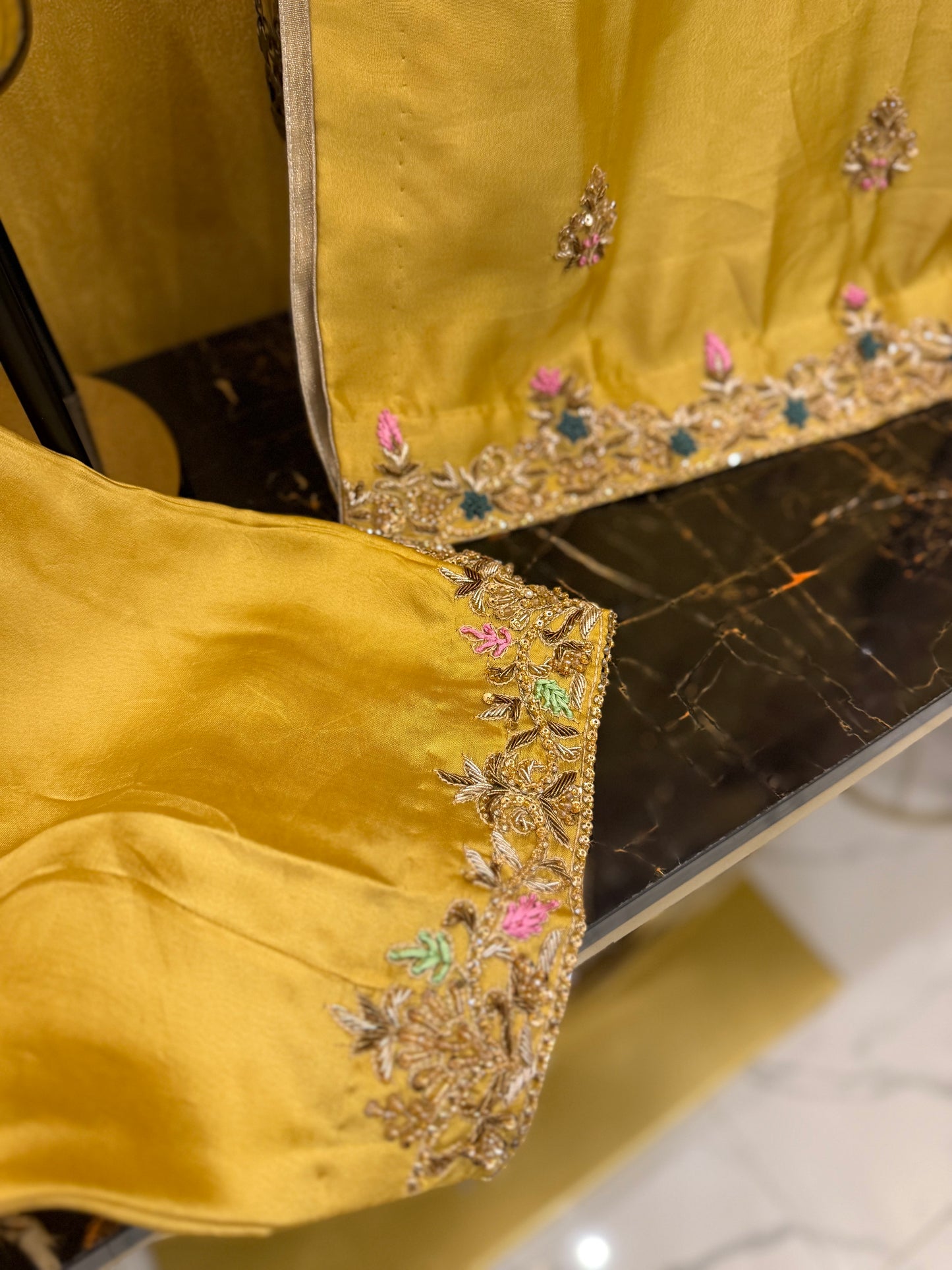 Mustard Yellow Embroidered 3-Piece Suit