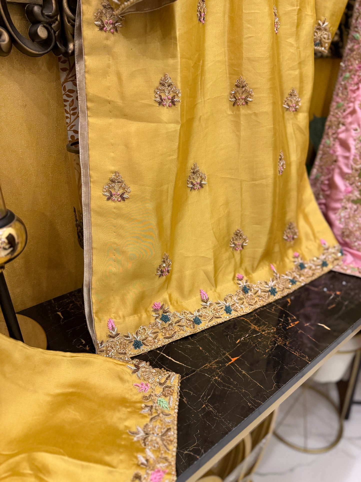 Mustard Yellow Embroidered 3-Piece Suit