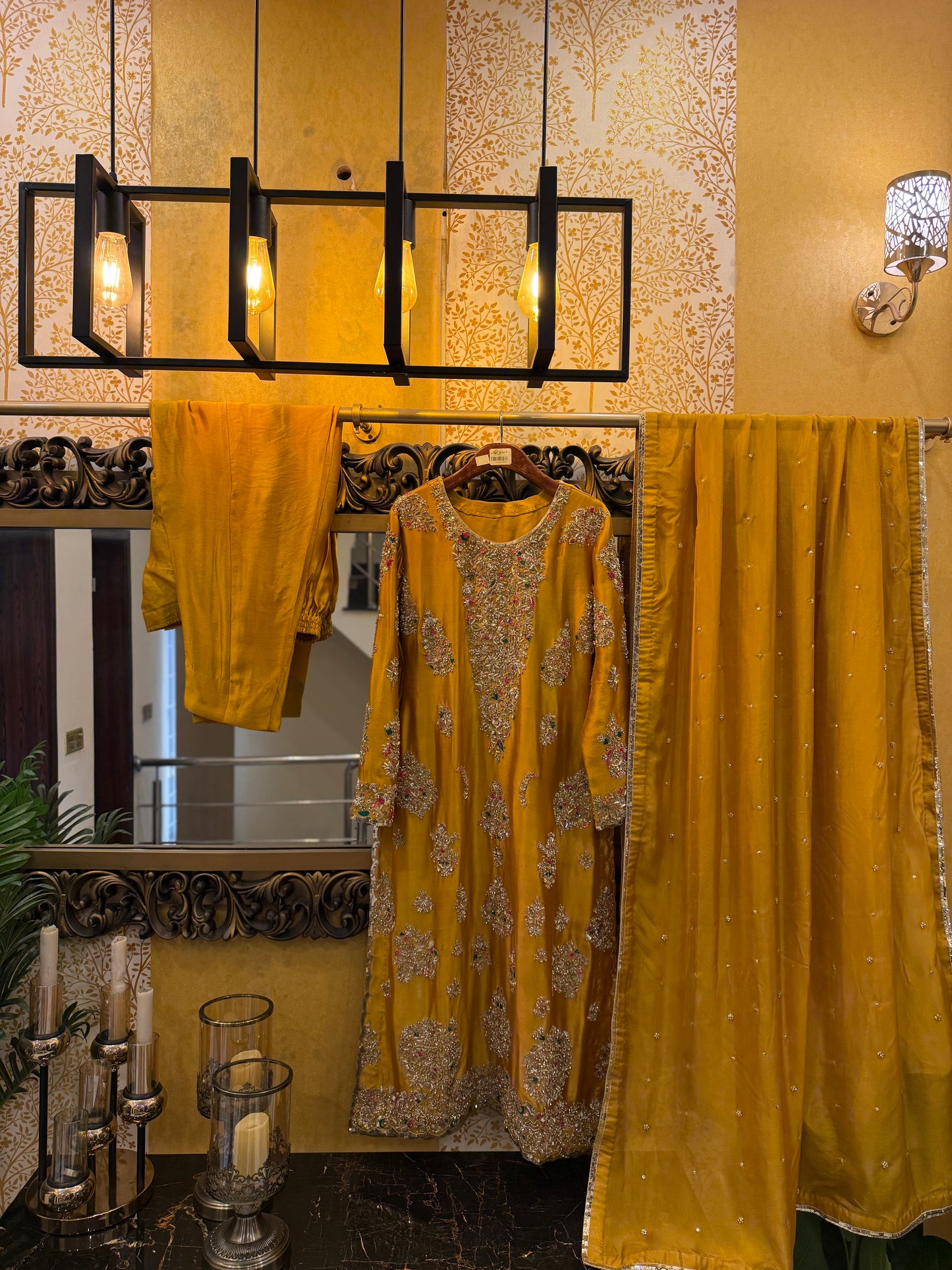 Mustard Yellow Hand-Embroidered