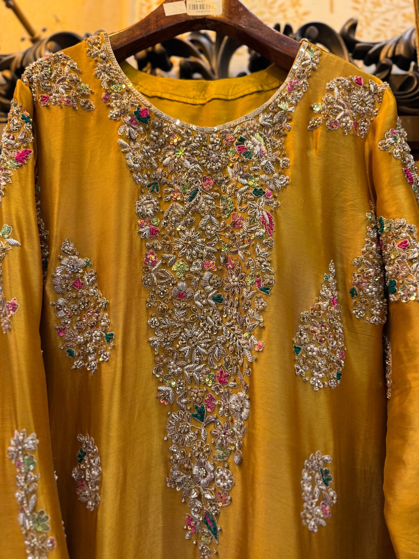 Mustard Yellow Hand-Embroidered