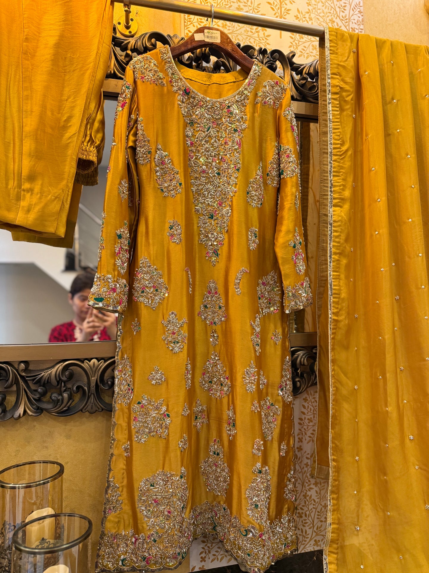 Mustard Yellow Hand-Embroidered