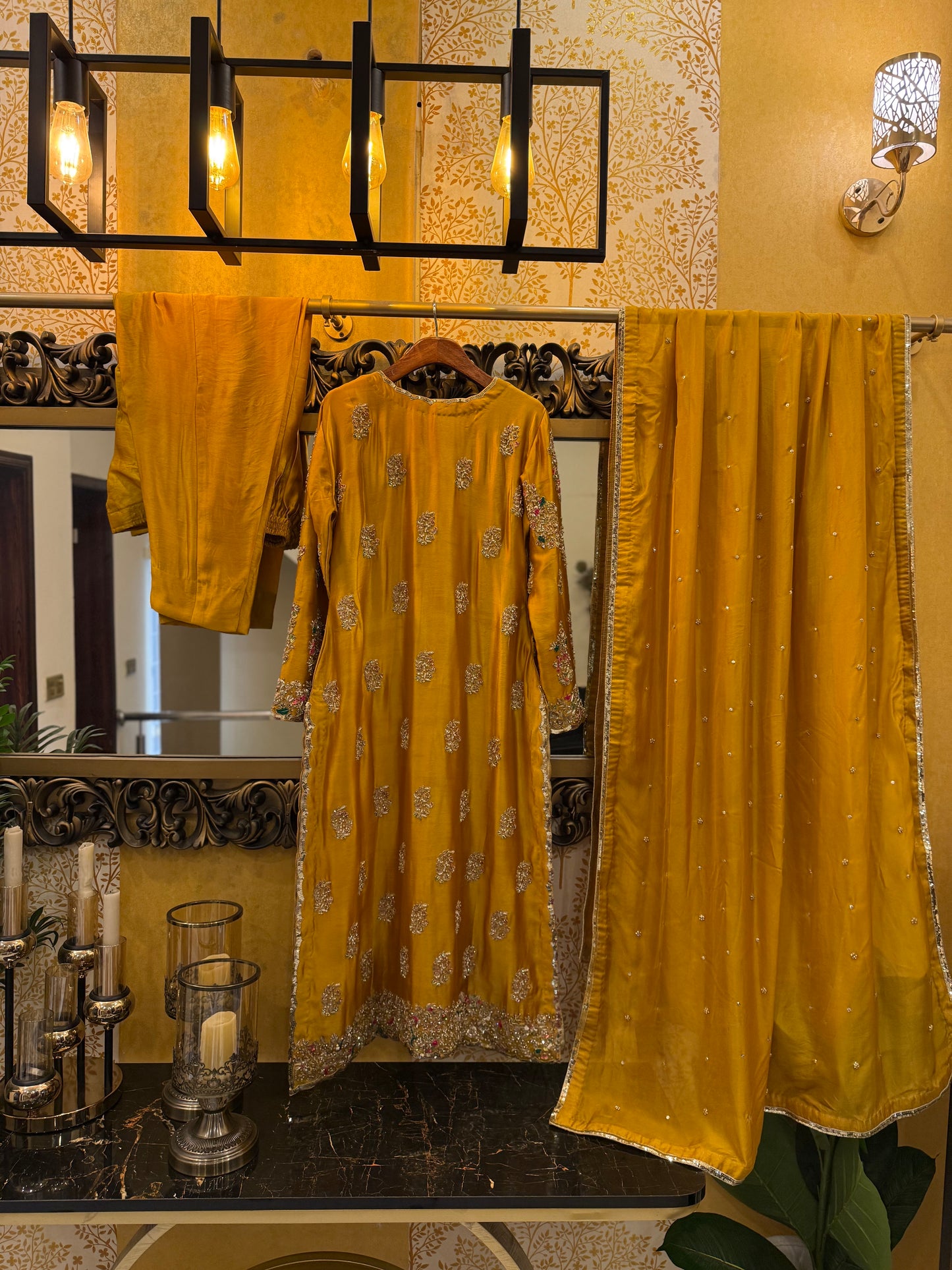 Mustard Yellow Hand-Embroidered