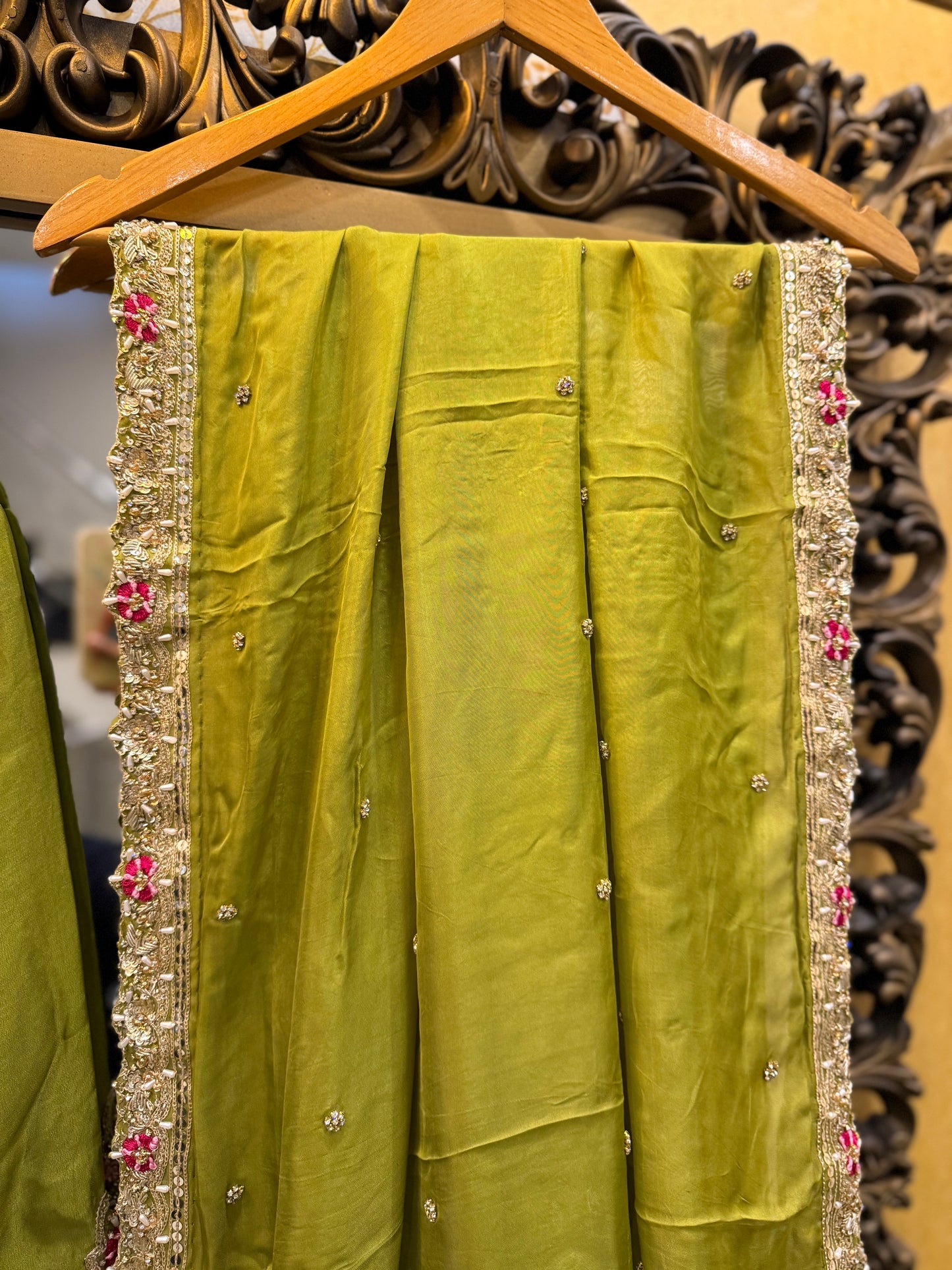 Olive Green Embroidered dress