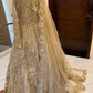Luxury Golden Bridal Gown with Hand-Embellished Detailing