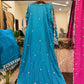 Teal Blue Embroidered Party Wear Dress with Magenta Dupatta
